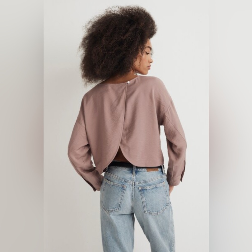 Madewell NWT Women’s Tulip-Back Top In Evening Mauve Relaxed Pink Size Large
